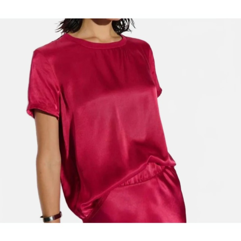 Nation Los Angles New Marie T-Top Raspberry Satin Straight‎ Fit Slight Crop SZ S